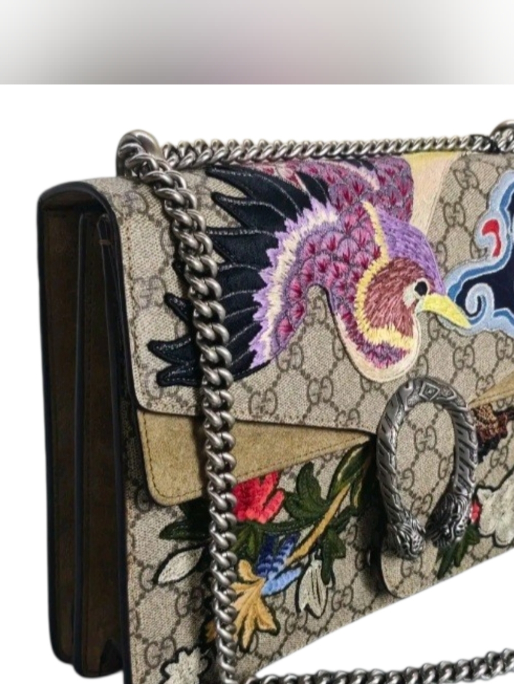 Gucci Dionysus Embroidered GG Supreme Shoulder Bag in Beige Taupe - Picture 8 of 15